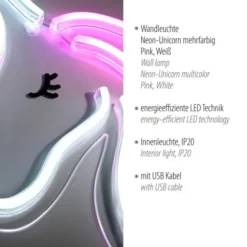 LED Wandleuchte Einhorn Motiv USB Schnurschalter dekorativ Kinderlampe