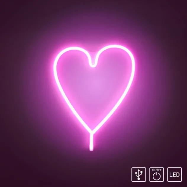 LED Wandleuchte Herz Pink USB Acryl Schnurschalter Dekorationslampe