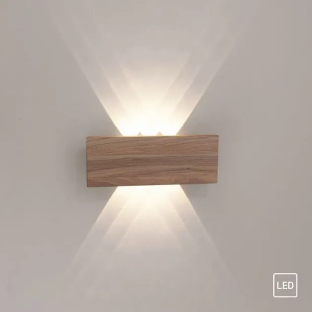 LED-Wandleuchte, holz, 1-flammig, IP20, warmweiß, 3000K