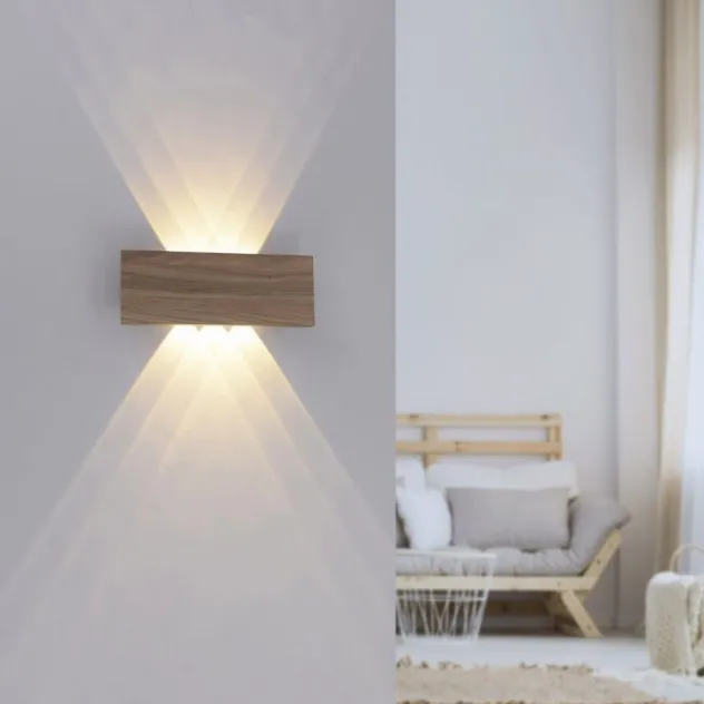 LED-Wandleuchte, holz, 1-flammig, IP20, warmweiß, 3000K