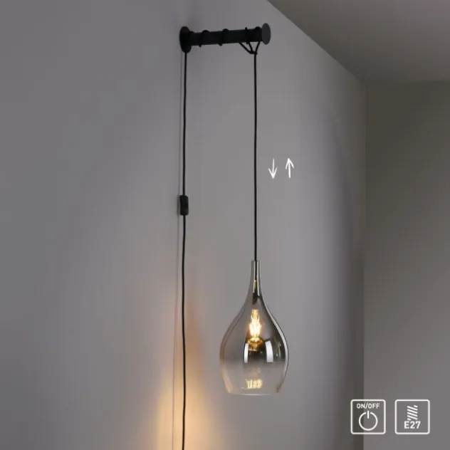 LED Wandleuchte mit Halterung Schalter höhenverstellbar schwarz verchromt