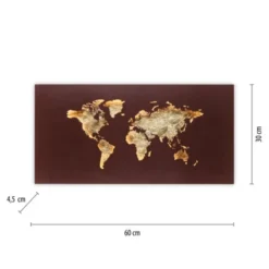 LED Wandleuchte rost Weltkarte beleuchtet goldfarbig wamweiß Wandbild