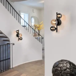 LED Wandleuchte schwarz Rauchglas Amberglas modern warmweiß