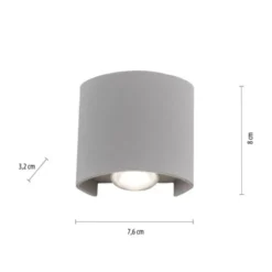 LED-Wandleuchte, silberfarben, halbrunder Form, Up+Down, Lichtkegel