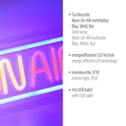 LED Wandleuchte USB Acryl mehrfarbig Schnurschalter Dekoration