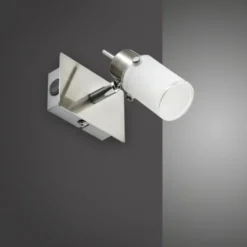 LED-Wandleuchte, verstellbaren Leuchtkopf, Wippschalter, satiniertes Glas