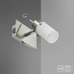 LED-Wandleuchte, verstellbaren Leuchtkopf, Wippschalter, satiniertes Glas