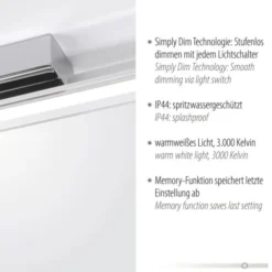 LED-Wandleuchte, warmweiße Lichtfarbe, spritzwassergeschützt, modern