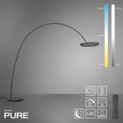 Neuhaus PURE® LED Bogenlampe PURE Loop-Bow, black pearl, Stehleuchte, dimmbar