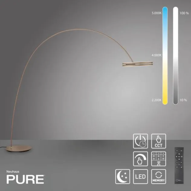 Neuhaus PURE® LED Bogenlampe PURE Loop-Bow, bronce, Stehleuchte, dimmbar,