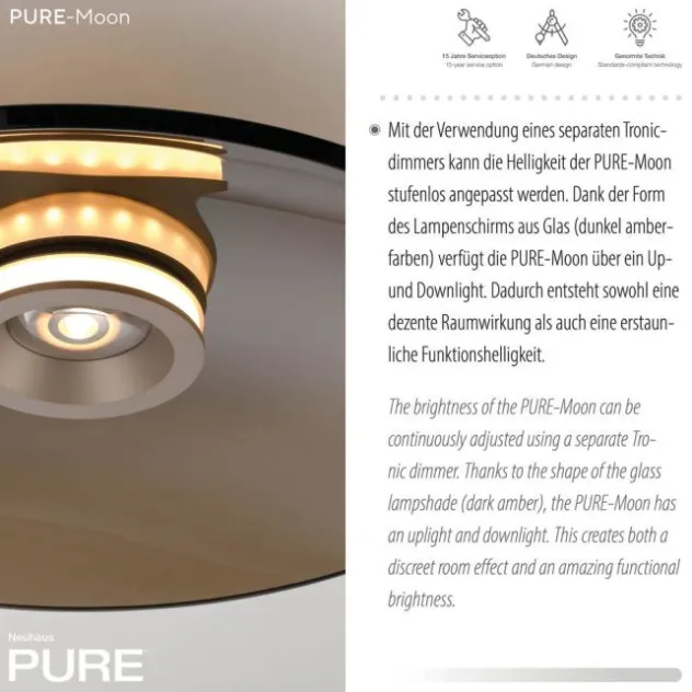 Neuhaus PURE® LED Deckenleuchte Pure Moon, bronce, Amberfarben, dimmbar