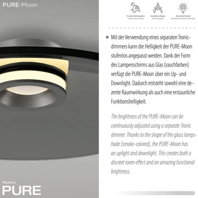 Neuhaus PURE® LED Deckenleuchte PURE Moon, platin (grau), dimmbar