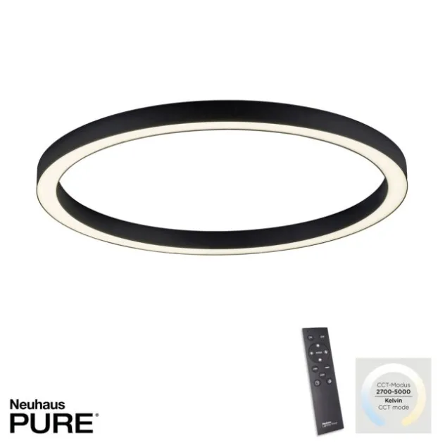 Neuhaus PURE® LED Deckenleuchte PURE Lines Round, graphite, 70cm, CCT, Fernbedienung