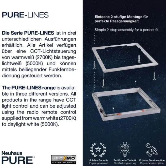 Neuhaus PURE® LED Deckenleuchte PURE Lines Straight diamond, (alu) linear