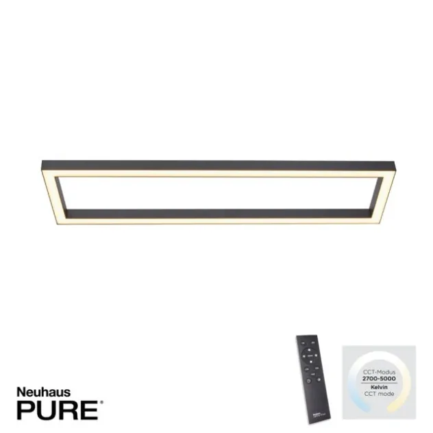 Neuhaus PURE® LED Deckenleuchte PURE Lines Square graphite Frame 110x30cm dimmbar