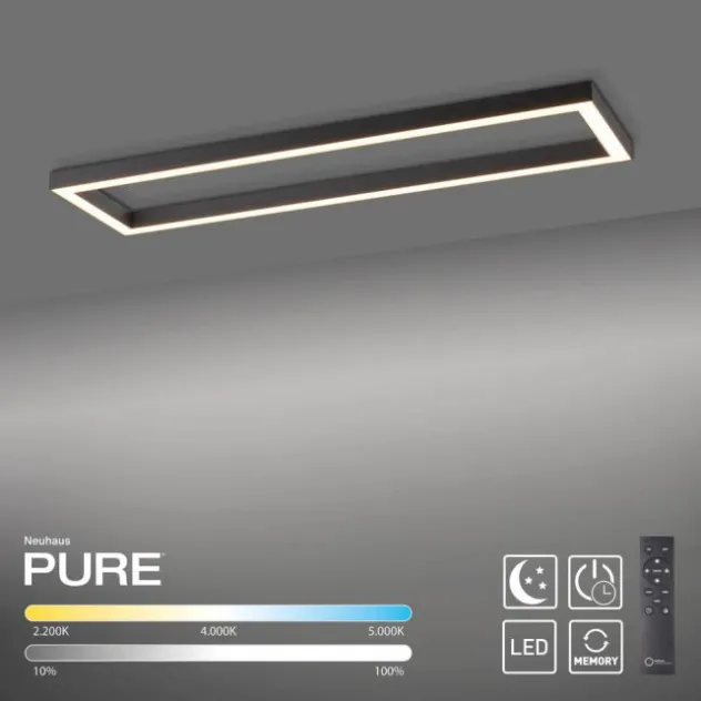 Neuhaus PURE® LED Deckenleuchte PURE Lines Square graphite Frame 110x30cm dimmbar