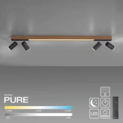 Neuhaus PURE® LED Deckenleuchte PURE Lines Spot, oak/graphite, dimmbar, CCT, drehbar