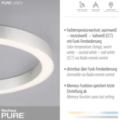 Neuhaus PURE® LED Deckenleuchte PURE Lines Round, diamond (alu), 50 cm, dimmbar