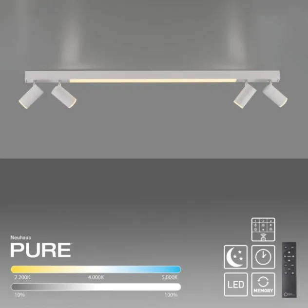 Neuhaus PURE® LED Deckenleuchte PURE Lines Spot, snow, dimmbar, Funk-Fernbedienung
