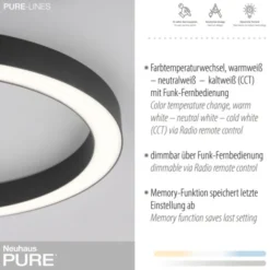 Neuhaus PURE® LED Deckenleuchte PURE Lines Round, graphite, 50cm, dimmbar, CCT