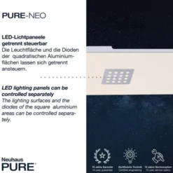 Neuhaus PURE® LED Deckenleuchte PURE Neo, aluminium gebürstet, 120x30cm, dimmbar