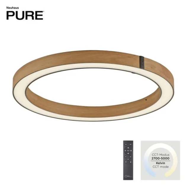 Neuhaus PURE® LED Deckenleuchte PURE LINES ROUND, Eiche geölt, 50 cm, dimmbar