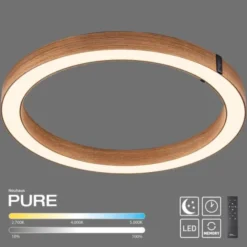Neuhaus PURE® LED Deckenleuchte PURE LINES ROUND, Eiche geölt, 50 cm, dimmbar