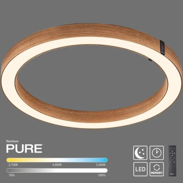 Neuhaus PURE® LED Deckenleuchte PURE LINES ROUND, Eiche geölt, 50 cm, dimmbar