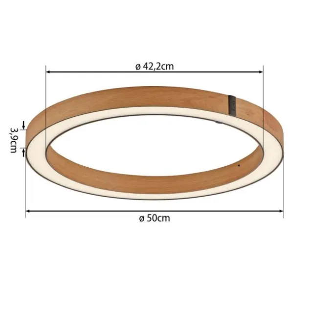 Neuhaus PURE® LED Deckenleuchte PURE LINES ROUND, Eiche geölt, 50 cm, dimmbar