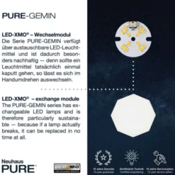 Neuhaus PURE® LED-Deckenleuchte PURE Gemin, Aluminium gebürstet, puristisches Design