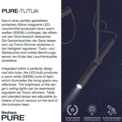 Neuhaus PURE® LED Deckenleuchte PURE Tutua, 2-flammig, schwarz, drehbar