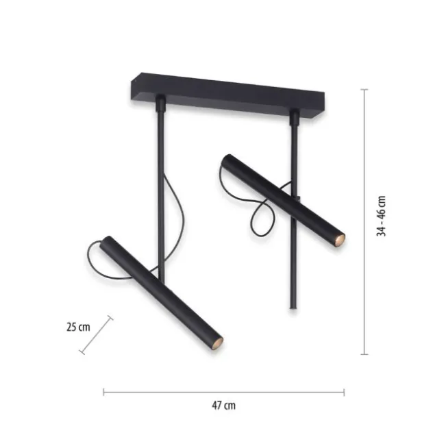 Neuhaus PURE® LED Deckenleuchte PURE Tutua, 2-flammig, schwarz, drehbar