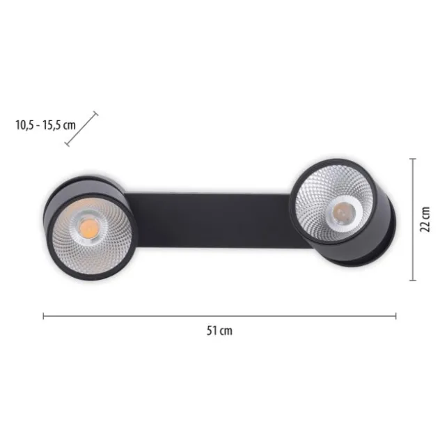 Neuhaus PURE® LED Deckenleuchte PURE Nola, schwarz, 2-flammig, drehbar, dimmbar