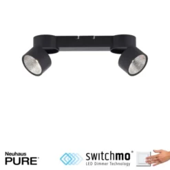Neuhaus PURE® LED Deckenleuchte PURE Nola, schwarz, 2-flammig, drehbar, dimmbar