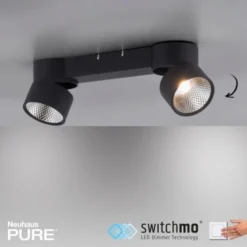 Neuhaus PURE® LED Deckenleuchte PURE Nola, schwarz, 2-flammig, drehbar, dimmbar