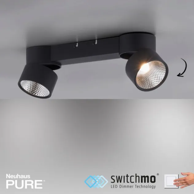 Neuhaus PURE® LED Deckenleuchte PURE Nola, schwarz, 2-flammig, drehbar, dimmbar