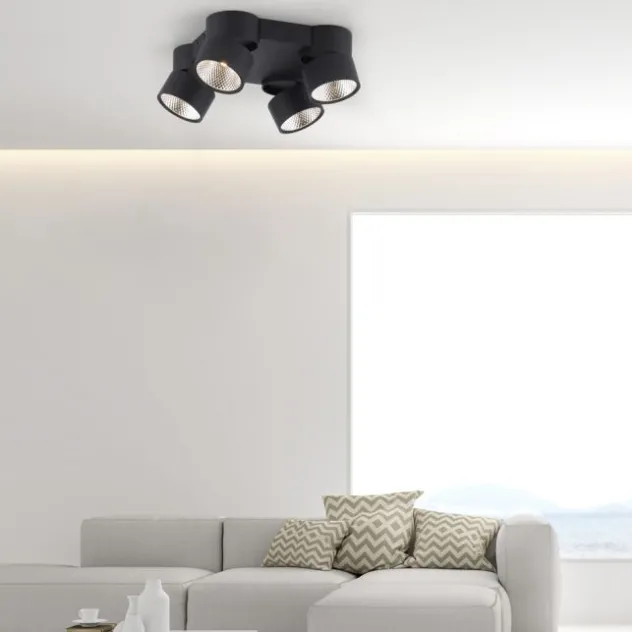 Neuhaus PURE® LED Deckenleuchte PURE Nola, schwarz, 4-flammig, drehbar, dimmbar