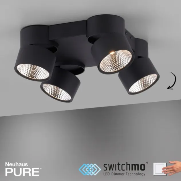 Neuhaus PURE® LED Deckenleuchte PURE Nola, schwarz, 4-flammig, drehbar, dimmbar