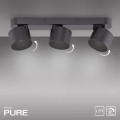 Neuhaus PURE® LED Deckenstrahler PURE Cup, black pearl, 3-flammig, dreh und schwenkbar