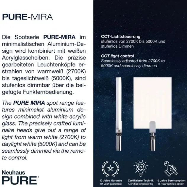 Neuhaus PURE® LED Deckenstrahler PURE Mira, black-pearl, 2-flammig, dimmbar, CCT