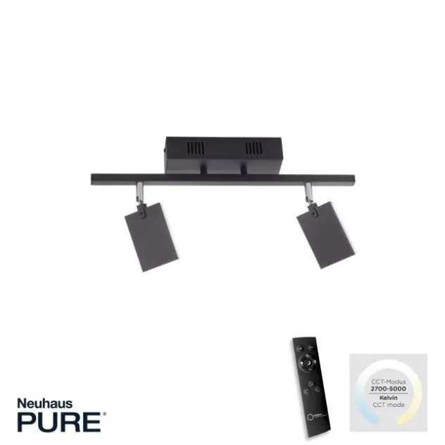 Neuhaus PURE® LED Deckenstrahler PURE Mira, black-pearl, 2-flammig, dimmbar, CCT