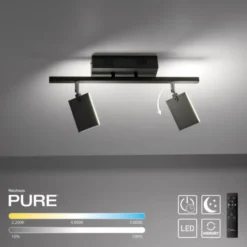 Neuhaus PURE® LED Deckenstrahler PURE Mira, black-pearl, 2-flammig, dimmbar, CCT