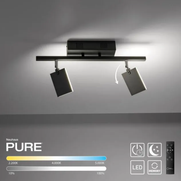Neuhaus PURE® LED Deckenstrahler PURE Mira, black-pearl, 2-flammig, dimmbar, CCT
