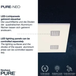 Neuhaus PURE® LED-Panel PURE Neo, aluminium gebürstet, 62x62cm, dimmbar