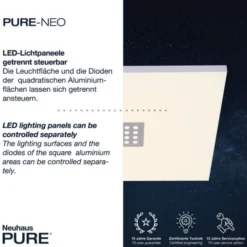 Neuhaus PURE® LED-Panel PURE Neo, Alu, 45x45cm, CCT, Fernbedienung