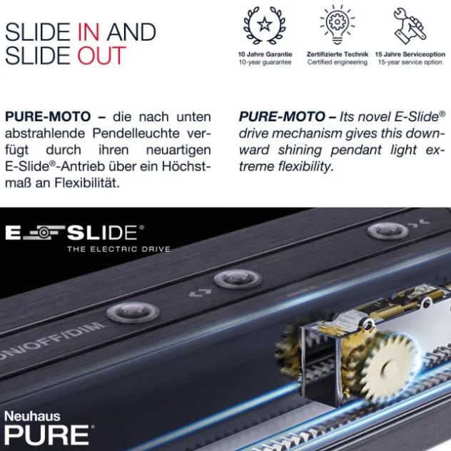 Neuhaus PURE® LED Pendelleuchte PURE Moto e-SLIDE® platin (grau)