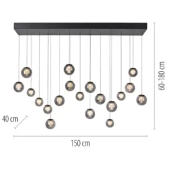 Neuhaus PURE® LED Pendelleuchte PURE Popup, mystic grey, 19-flammig