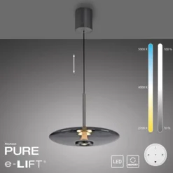 Neuhaus PURE® LED Pendelleuchte PURE E-Vitrum, platin (grau), höhenverstellbar