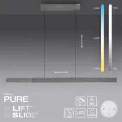 Neuhaus PURE® LED Pendelleuchte PURE Moto-Rise platin (grau) elektrisch