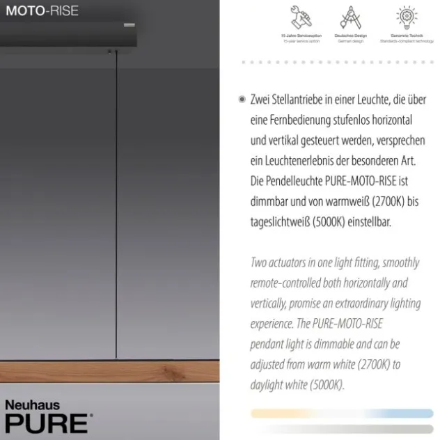 Neuhaus PURE® LED Pendelleuchte PURE Moto-Rise oak/black pearl